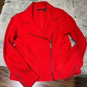 Tahari  Red wool moto  jacket